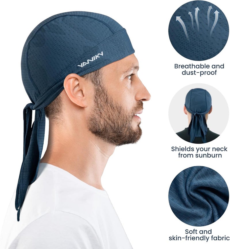 YANIKY Bandana Skull Caps for Men Women Quick-Drying Cooling Do Rag Breathable Durag Cap Helmet Liner for Cycling Running - Image 2